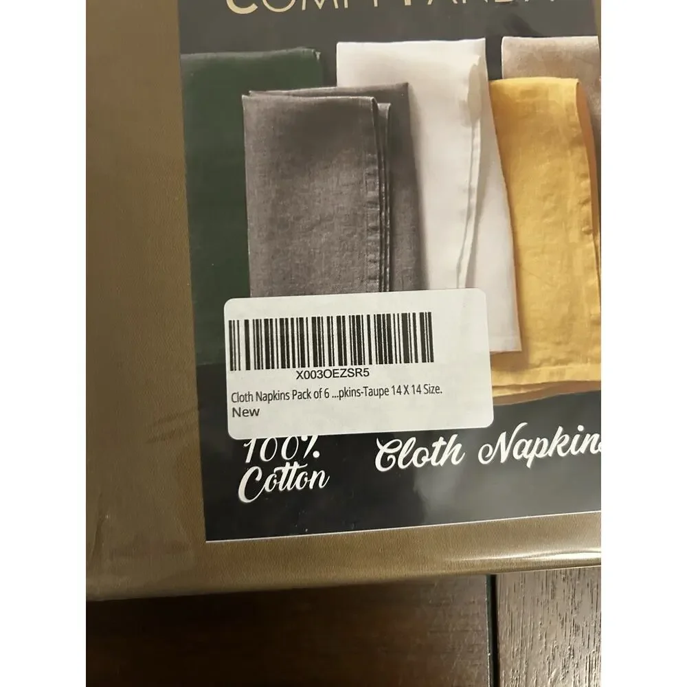Comfy Panda 100% Cotton Cloth Napkins Set of 12 14x14 Gray Taupe Dinner Linens